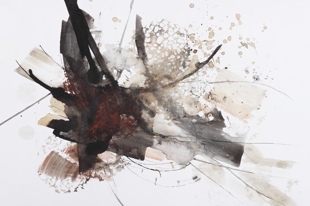 Black and red abstract brush painting